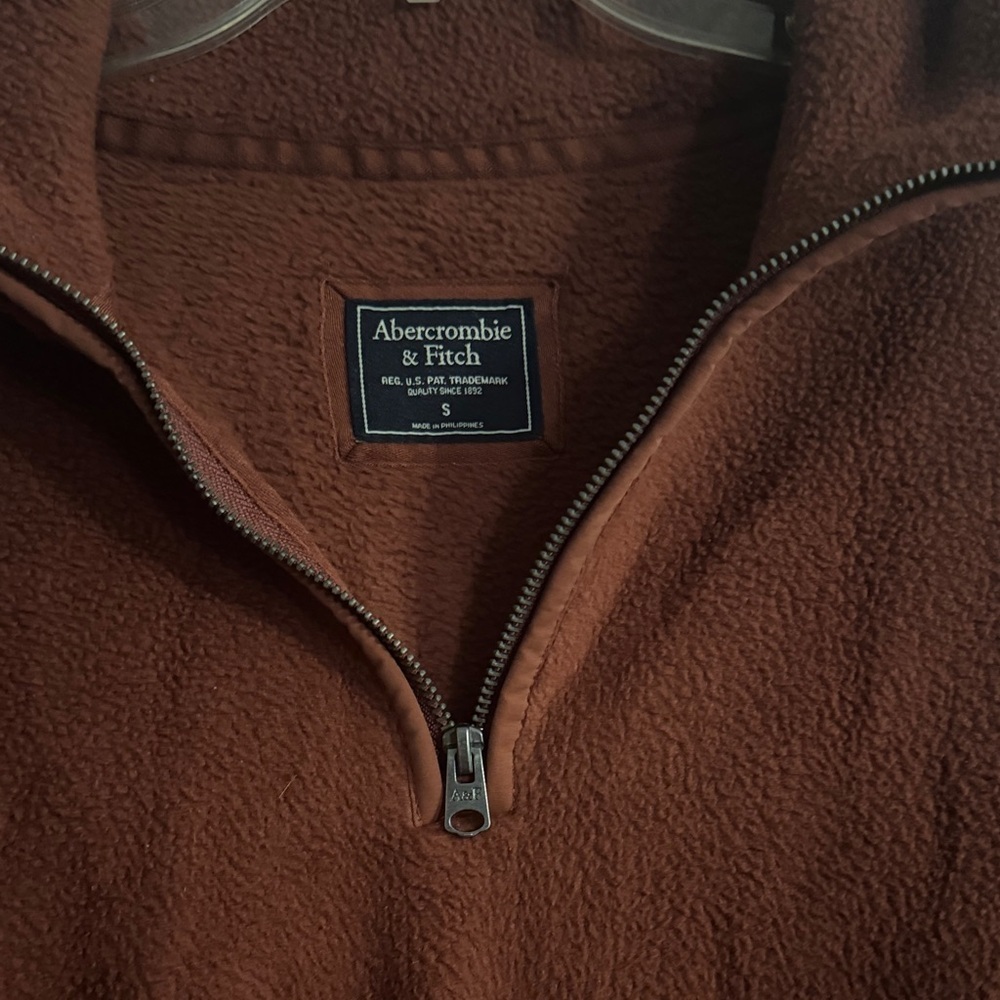 Abercrombie & Fitch Rust Fleece Quarter-Zip - Picture 2 of 3